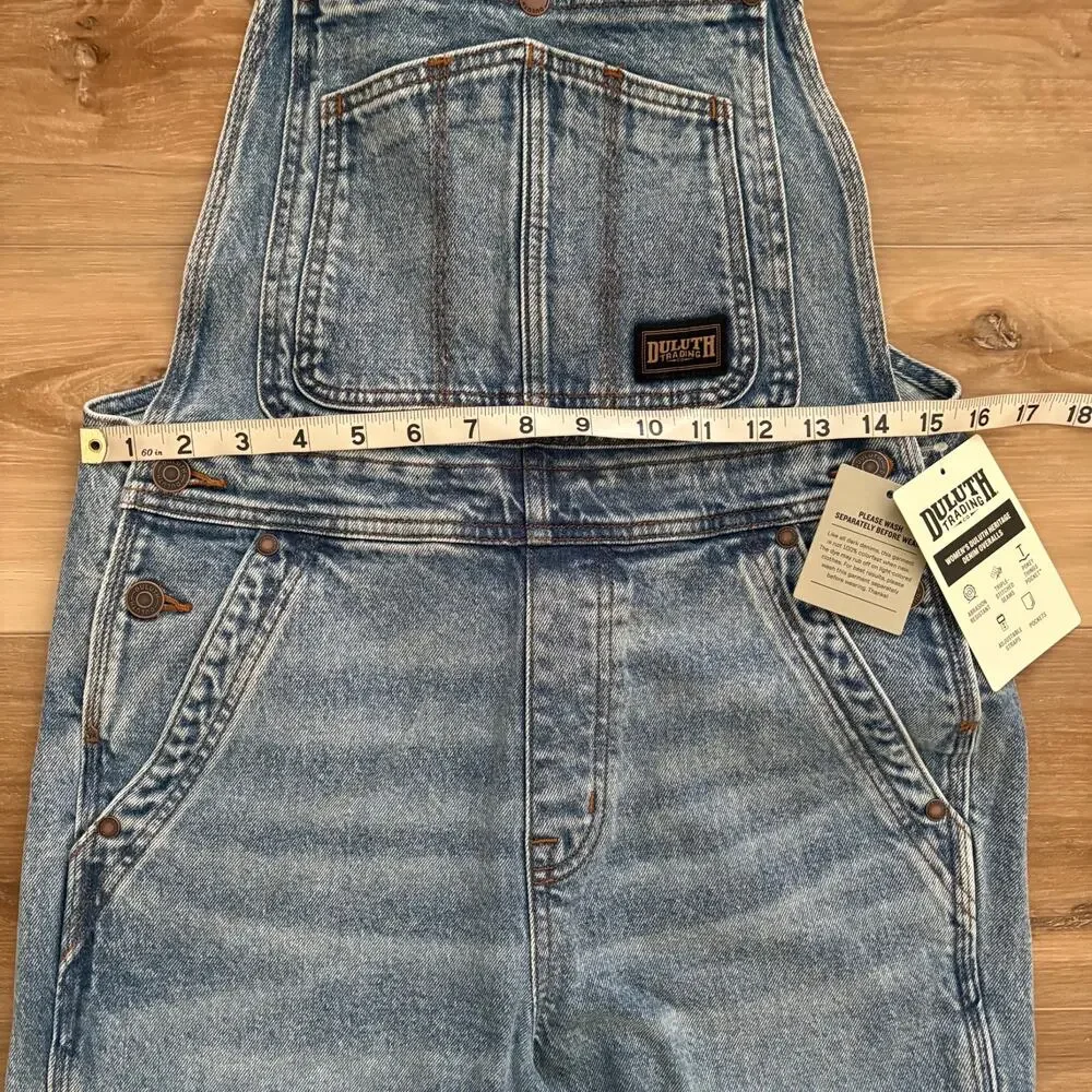 NWT Duluth Women's Heritage Denim Overall in Medium Light Wash size 2 Regular - Picture 5 of 7